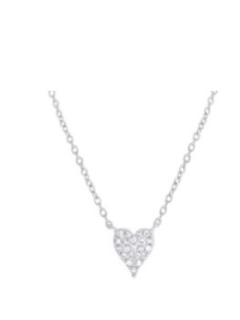 Mini Pave Diamond Elongated Heart Necklace - Stephanie Gottlieb